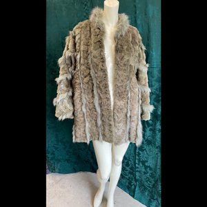 Fox and Rabbit Fur Green Gray Vintage